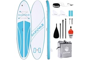 DAKUWAR Paddle Board 10'6''/10' Inflatable Stand Up Paddle Boards with SUP Accessories Ultra-Light Paddleboard Non-Slip Comfort Deck for Adults & Youth of All Skill Levels
