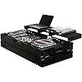 Universal Black 10" Format DJ Mixer and Two Battle Position Turntables Flight Coffin Case with Full Glide Platform
