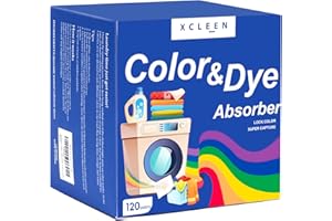 Xcleen Color Absorber Laundry Sheets 120 Count, Dye Catcher to Prevent Clothes from Smearing, Fragrance Free Color Trapping Sheets for Home School or Apartment