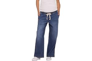 Motherhood Maternity Womens Under The Belly Tie Waist Wide Leg Pregnancy Denim PantsJeans