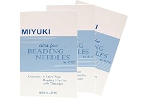 BEADS DIRECT USA Beading Needles Extra Fine Miyuki in Assorted Lengths, 3 Packs - 18 Needles Total, Plus Needle Threader