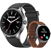Smart Watches for Men/Women (2 Bands), 1.27“ Round Smartwatch Fitness Tracker with Bluetooth Calls (Make/Answer), Heart Rate/SpO2/Sleep Monitor, 12 Days Battery, IP68 Waterproof