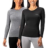DEVOPS Women's 2 Pack Thermal Long Sleeve Shirts Compression Baselayer Tops