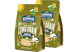 Lundberg Brown Rice, Regenerative Organic Certified, 2-Pack – Non-Sticky, Aromatic Long Grain Rice, Responsibly Grown in California, 32 Oz Ea
