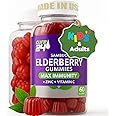 Sambucus Elderberry Gummies + Vitamin C + Zinc for Kids & Adults, X3 Immune Support, Natural Flavors + Ingredients, Vegan, Non-GMO, Made in USA (60)