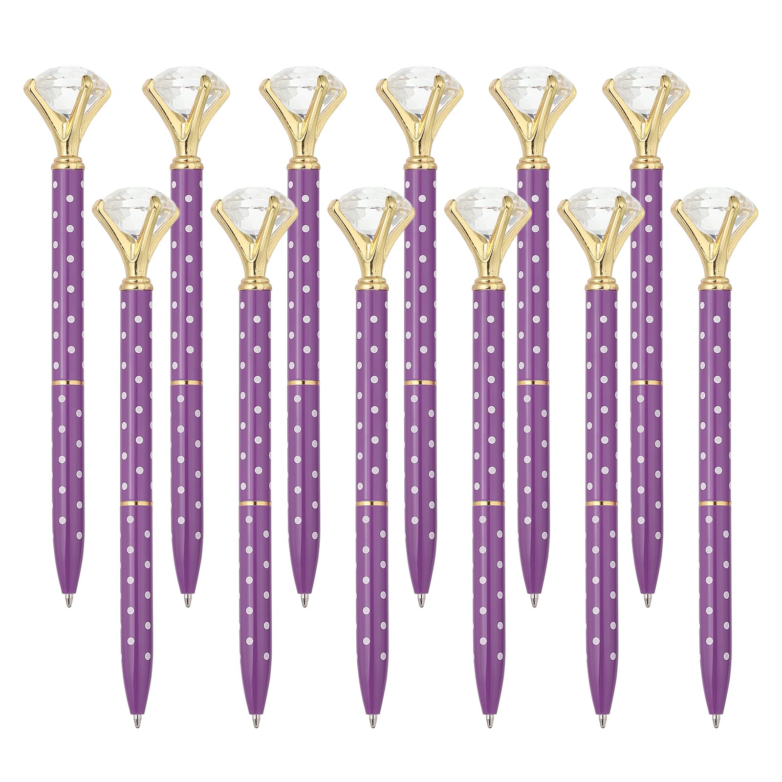 PATIKIL Black Ink Ballpoint Pen, 12 Pack Crystal Diamond Twist Metal Pen 1.0mm Medium Point for Note Taking Journaling, Purple