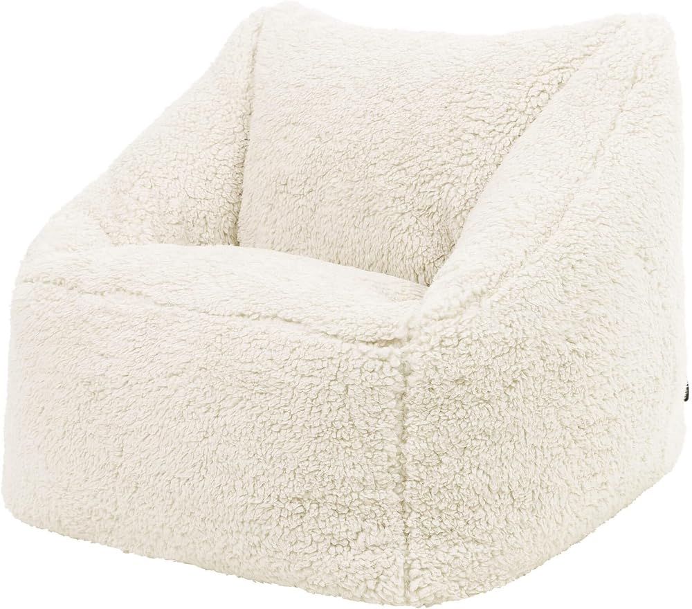 icon Natalia Teddy Fleece Kids Bean Bag Chair Cream Filling Included