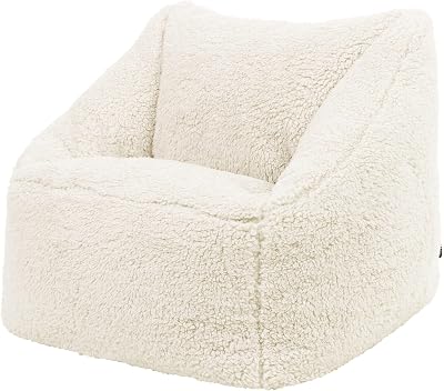 icon Natalia Teddy Fleece Kids Bean Bag Chair Cream Filling Included