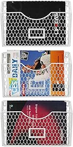 Metal Hanging Wall File Organizer - 3 Pockets Chicken Wire Hanging File Holder, Durable Magazine Rack with Tag Slot for Office or Home, White