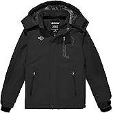 Wantdo Boy's Waterproof Ski Jacket Fleece Snowboarding Jackets Warm Thick Winter Coat Hooded Raincoats