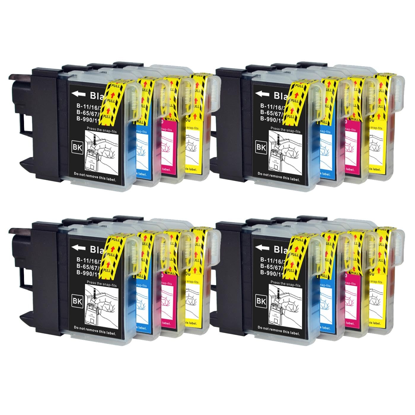 Go Inks 4 Set of 4 Cartridges to replace Brother LC980 and LC1100 Compatible/non-OEM for Brother DCP and MFC Printers (16 Inks)