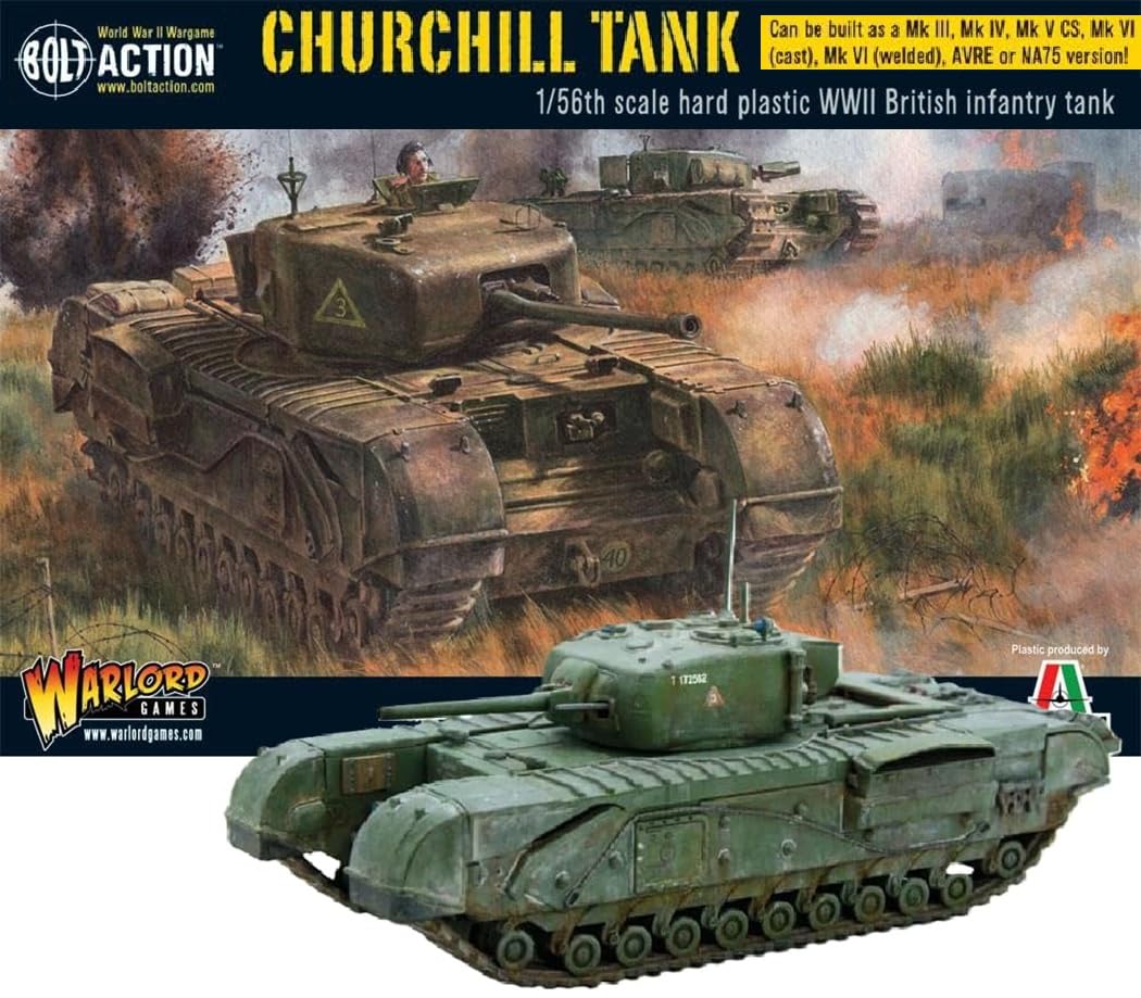 Warlord Games British Army Churchill Tank - 1:56 / 28mm Plastic Scale Model Tank for Bolt Action Highly Detailed World War 2 Miniatures