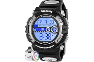 Viecaeio Kids Digital Watch for Boys Girls, Waterproof LED Colorful Lights Sports Watch Suitable for 5-17 Years Old Teenagers (with Gift Box)