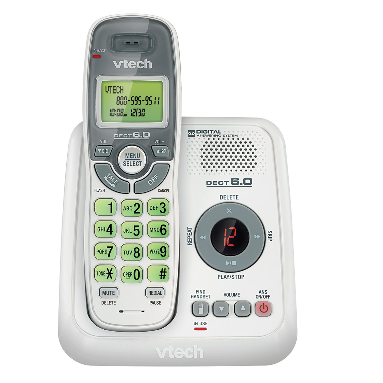 Amazon.com : VTech CS6124 DECT 6.0 Cordless Phone with Answering System and  Caller ID/Call Waiting, White with 1 Handset : Cordless Telephones :  Electronics
