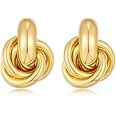 YUJIE Gold Geometric Earrings Chunky Knot Statement Earrings for Women Twisted Dangle Drop Trendy Stud Earring Fashion Jewelry Gifts