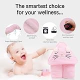 HiABsee Baby Towels with Hood Pink Cat Ultra Soft 80x80cm Coral Fleece view 4