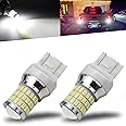 iBrightstar 9-30V Flashing Strobe Blinking LED Reverse Lights 7440 7443 T20 LED Bulbs with Projector Replacement for Back Up Reverse Lights, Xenon White