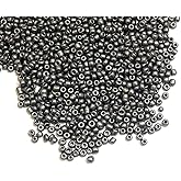 Perlin Glass Seed Beads 2mm 11/0 Round Mini Small Pony Beads 6500pcs for Jewelry Making Earrings Bracelets Pendants Waist DIY Handmade Metallic Color Kit (Matte Grey)