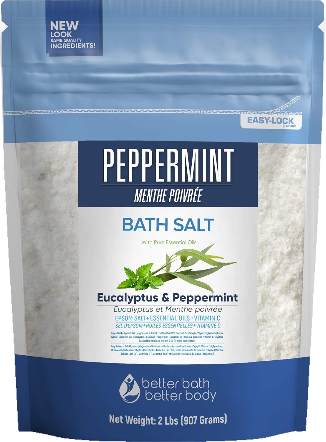 Peppermint Bath Salt, Epsom Salt with Peppermint & Eucalyptus Essential