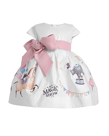 Gulliver Baby Mädchen Kleid | Farbe Weiß | Ärmellos | mit Muster | Tüllrock | Festlich | Baumwolle | für 9-24 Monate