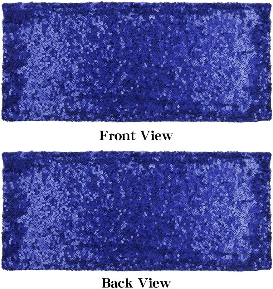 ANMINY Pack of 10 Sequin Chair Sashes Decorative All Around Sequins Stretch Sash Band for Chair Cover Romantic Wedding Party Festival Home Decor Ceremony Banquet Hotel Event Reception, Royal Blue: Kitchen & Dining