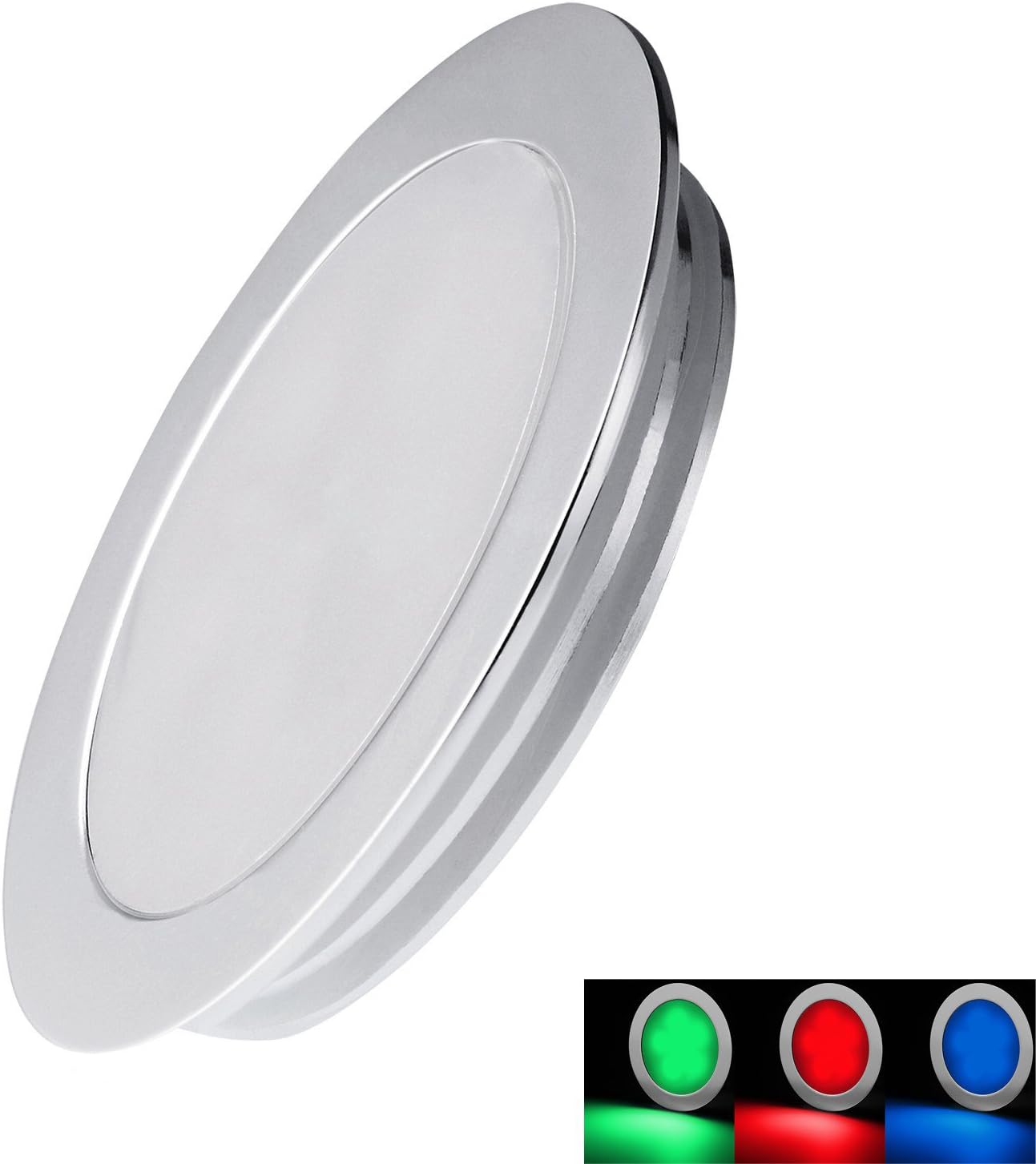 Set of 10 LED Recessed Floor Light Indoor and Outdoor Lighting 12 V 0.5 Watt IP67 RGB with Transformer and RGB LED Controller [Energy Class A+]