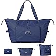 The Foldie Foldable Travel Tote Bag for Women - 40L Weekender Bag with Multiple Pockets - Carry On Personal Item Travel Bag