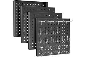 HIPIDIAN Peg Board - Metal Pegboard with 48 Hooks, Heavy Duty Wall Mount Metal Grid Panel for Garage Organization & Tool Storage, Rustproof, Easy to Install, Compatible with Standard Organizer Accessories