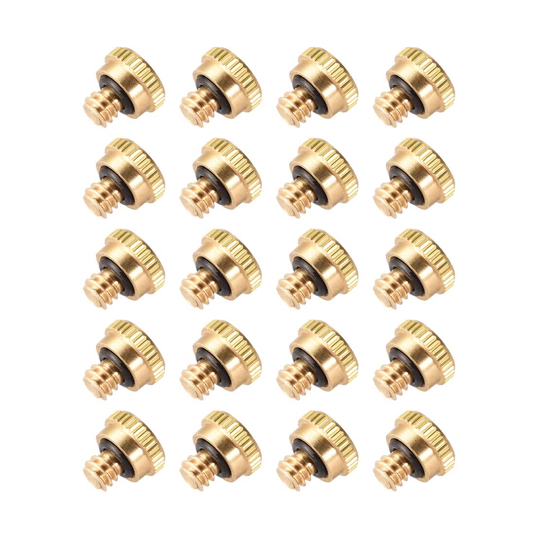 sourcing map Misting Nozzle Plug, UNC10-24 Screw Thread Brass for Outdoor Cooling System, 20 Pcs (9mm Height)