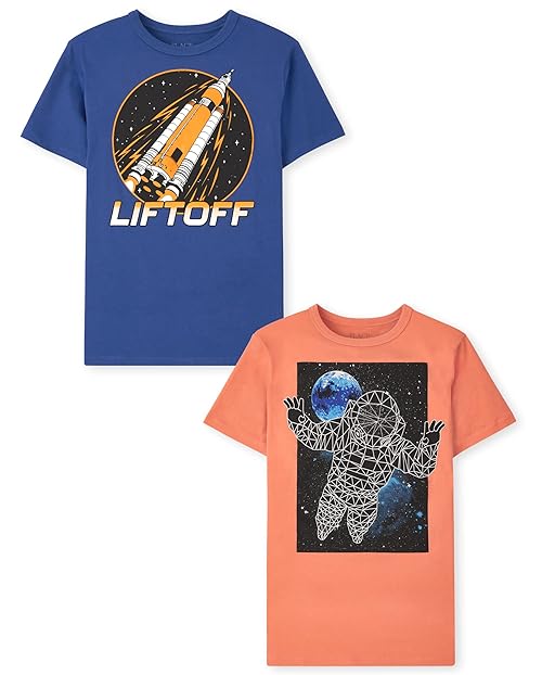 The Children's PlaceThe Children's Place Boys Short Sleeve Graphic T- Shirt 2-PackLiftoff/AstronautMedium (7/8)