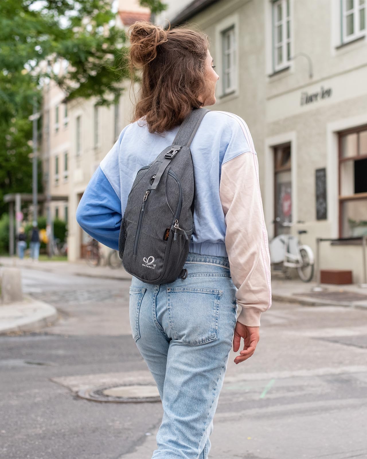 WATERFLY Crossbody Sling Backpack Sling Bag Travel Hiking Chest Bag Daypack