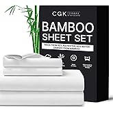 CGK Unlimited Full Size Sheets - Cooling and Breathable Sheets - 60% Polyester, 40% Rayon Derived from Bamboo - Super Soft & Comfy for Hot Sleepers to Stay Cool, Fits Full Sized Bed (Full, White)
