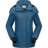 CAMEL CROWN Women's Ski Jacket Waterproof Warm Winter Snow Coat Hooded Mountain Outdoor Windbreaker Windproof Jacket