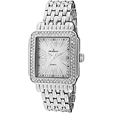 Peugeot Women Rectangle Dress Watch with Crystal Decorated Bezel, Roman Numerals and Bracelet