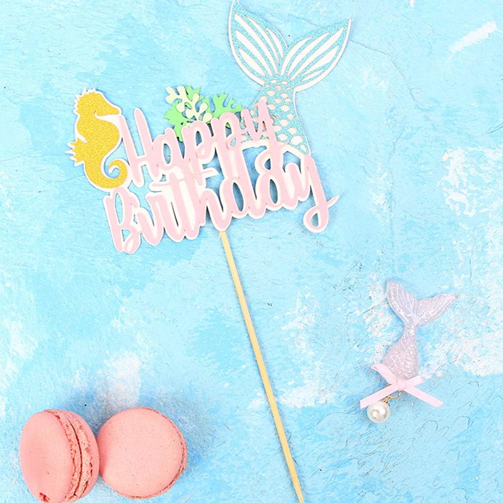 Toyvian 2pcs Cake Toppers Cake Picks Decoration De Gateau Joyeux Anniversaire Sirene Queue Mer Serie Brillant Beau Pour La Decoration De Fete Danniversaire Decorations De Gateau Cuisine Maison Eng Bouldermicrofinance Org