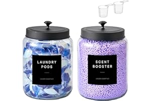 Glass Jars Laundry Containers with Lid, 0.5 Gallon Room Organization and Storage Jars, Laundry Detergent Container Laundry Po