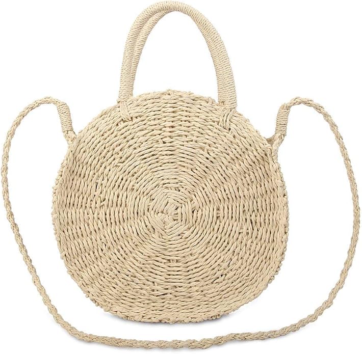 Straw Bag Crossbody for Women Weave Shoulder Bag Round Summer Beach