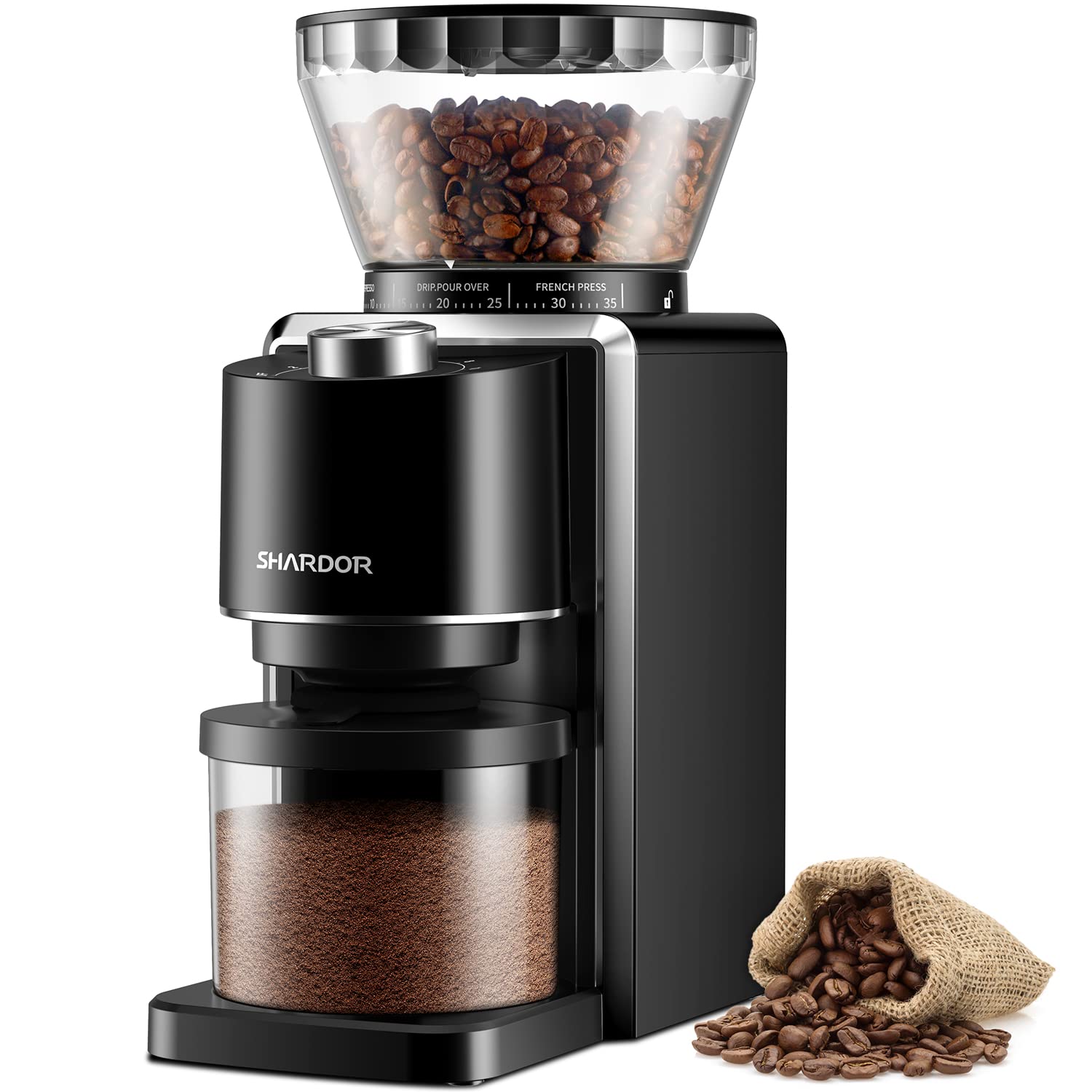 Photo 1 of SHARDOR Conical Burr Coffee Grinder, Electric Coffee Bean Grinder with 35 Grind Settings, Adjustable for 2–12 Cups, Anti-Static Design, Black