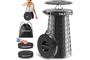 NUMANU 2025 Upgraded XXL Collapsible Stool with Cushion & Bag, 1000lbs Max Weight, 19.7" Heavy Duty Portable Retractable Telescoping Folding Seat Chair or Travel Footrest