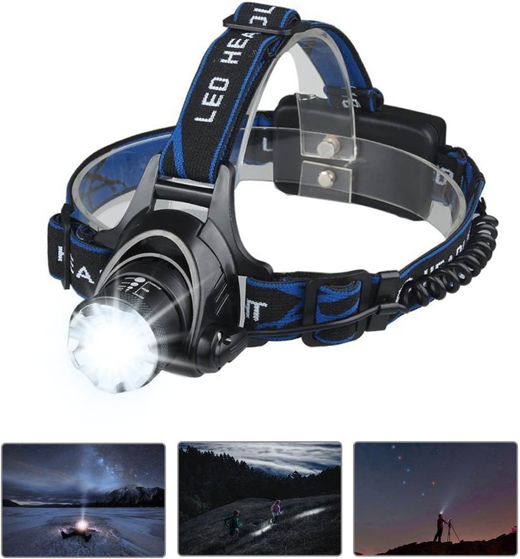 Mifine Led Headlamp- 7 Modes Zoomable Super Bright LED Headlight with Rechargeable Batteries