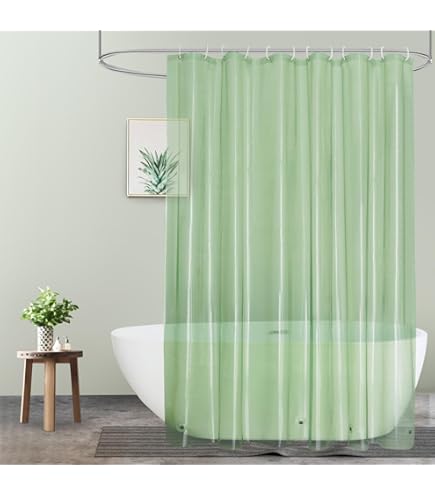 TOWN & COUNTRY PLAY Colorblock Shower Curtain Liner - 100% PEVA, Waterproof, 70"x72", Clear/Green - View #6