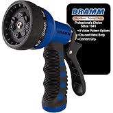 Dramm Revolver Heavy Duty Metal Garden Hose Nozzle &ndash; 9 Spray Patterns, High Pressure Jet, Thumb-Control Flow, Ergonomic Grip &ndash; Blue