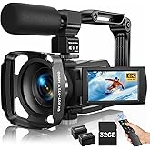 8K Video Camera Camcorder 2025 Latest 88MP Ultra HD Video Cameras Wifi Vlogging Camera for YouTube 18X Digital Video Cameras with 32G Card Microphone 6-Axis Anti-Shake IR Night Vision Video Recorder