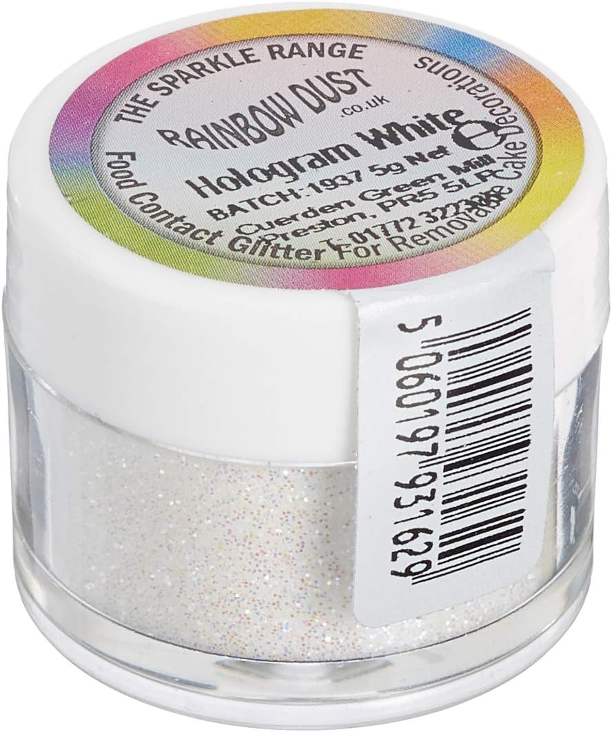 Rainbow Dust NonToxic Kuchen Glitzern Glanz Dekoration Hologram Weiss
