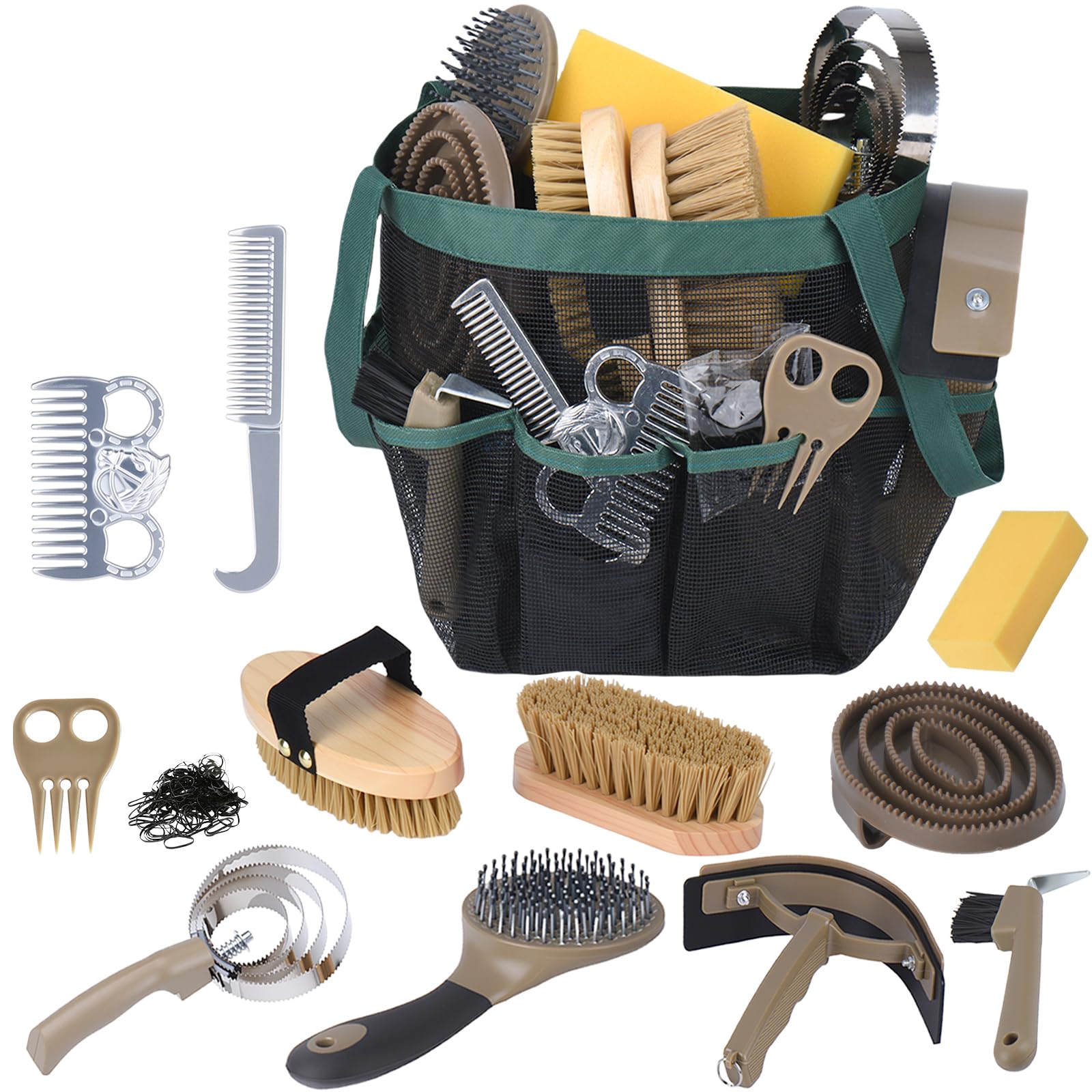 Photo 1 of TERPUP Horse Grooming Kit 13 Piece, Horse Brushes for Grooming Supplies Set with Organizer Bag, Horse Brush & Curry Comb for Effective Cleaning, Gift for Horses Riders Beginners