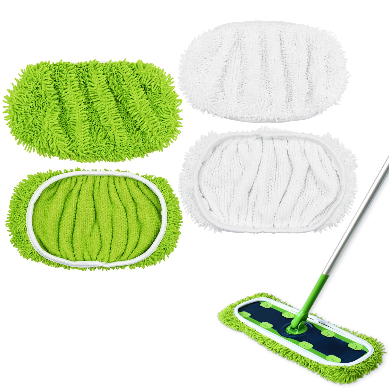 Photo 1 of XL Mop Pads Compatible with Swiffer XL Sweeper, X-Large Dry Sweeping Cloths, XL Wet Pads Refills, Reusable Washable Microfiber Heavy Duty Wet Mopping Cloths for Hardwood Floor Cleaning, 4 Pack