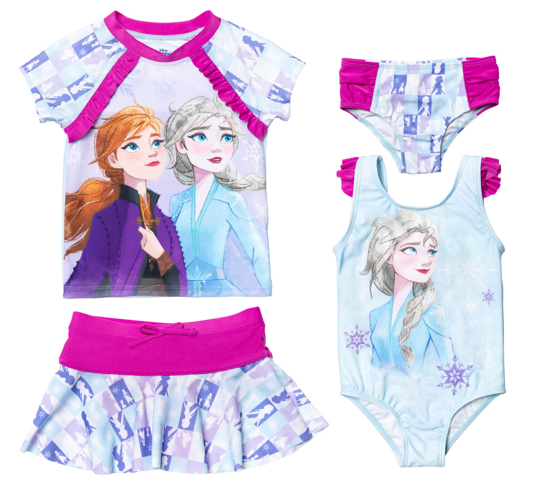 Disney Princess Ariel Frozen Minnie Mouse Girls Mix and Match Multi-Pack Swim Sets UPF 50+ Protection Quick Dry