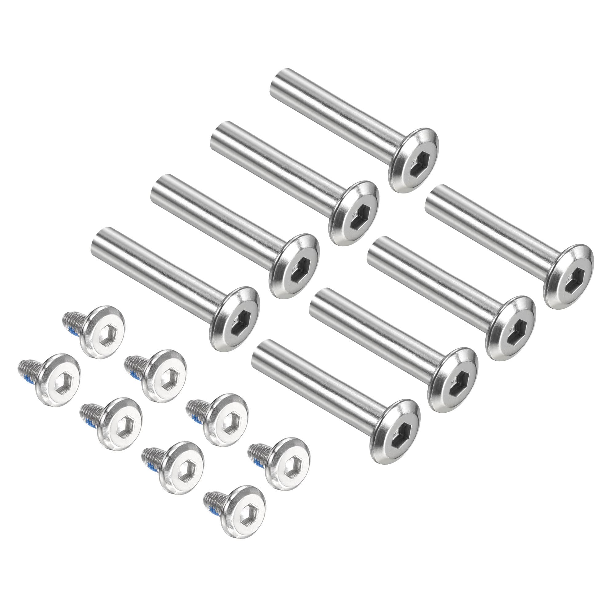 PATIKIL 38mm Inline Axle Screws Replacement, 8 Pack Shaft Hex Socket Screw Hardware Aluminum for Skates Roller, Silver