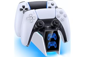 Kytok PS5 Controller Charger with LED Light for PS5 Console, PS5 Charging Dock Station Accessories for PlayStation 5 Controller Dualsense Edge, PS5 Controller Charger Station with Charging Cable