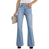 EMMIOL Flare Jeans for Women Trendy, Mid-High Waist Bootcut Bell Bottom Jeans, Stretchy Denim Y2K Pants with Pockets
